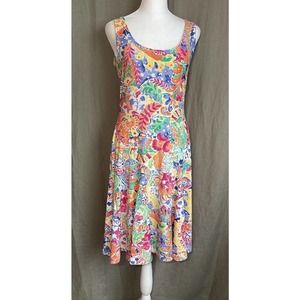 Ralph Lauren Dress Petite Small PS Paisley Multicolor Stretch Washable Orange